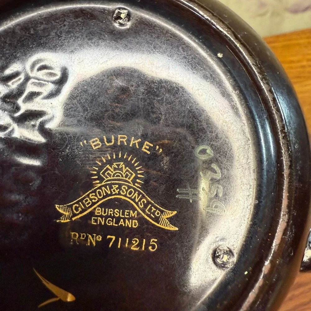 Vintage Gibson Burke England Porcelain Teapot With Gold‎ tone